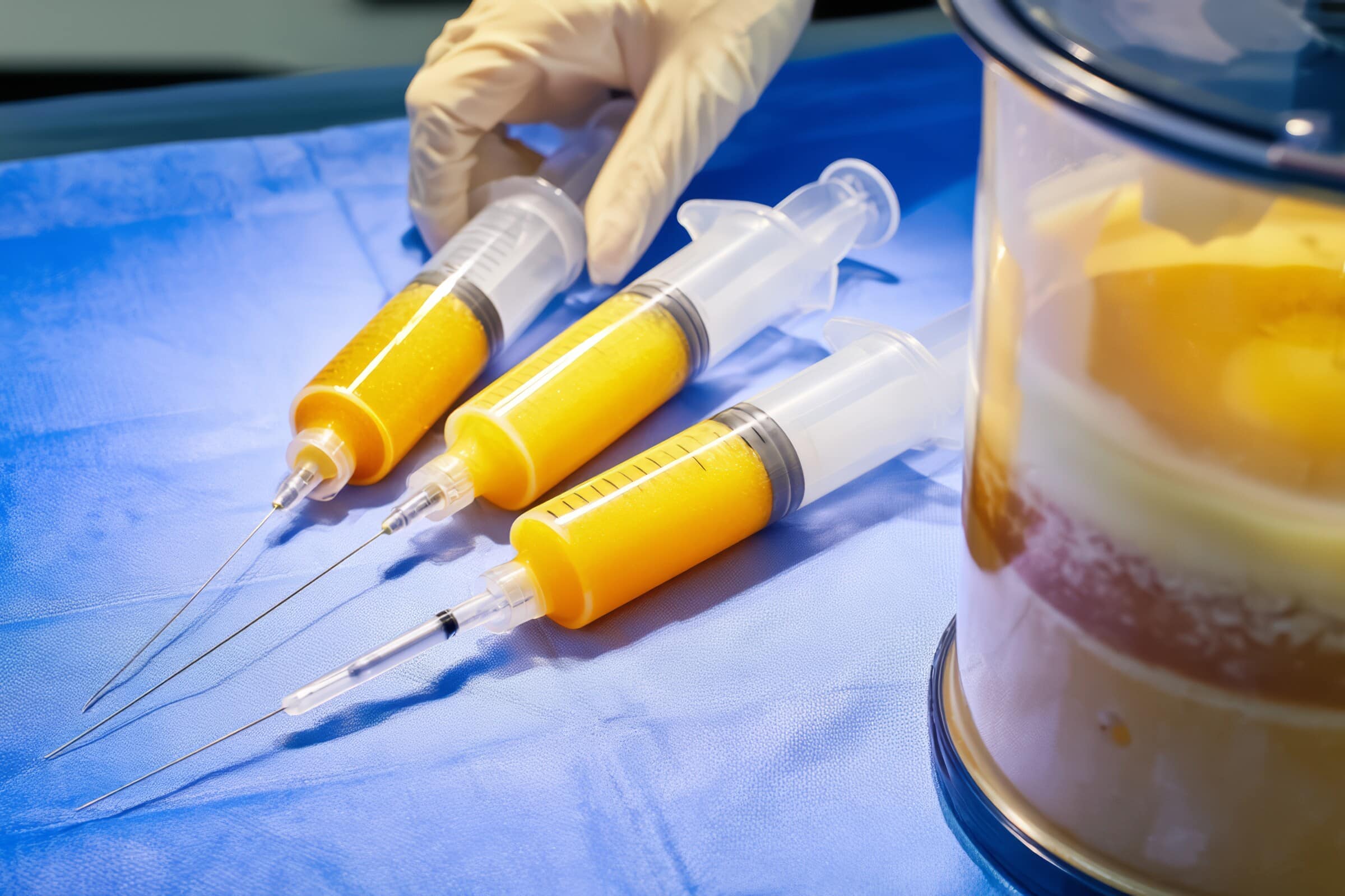 Injektion von aufbereitetem Eigenfett in die Wange